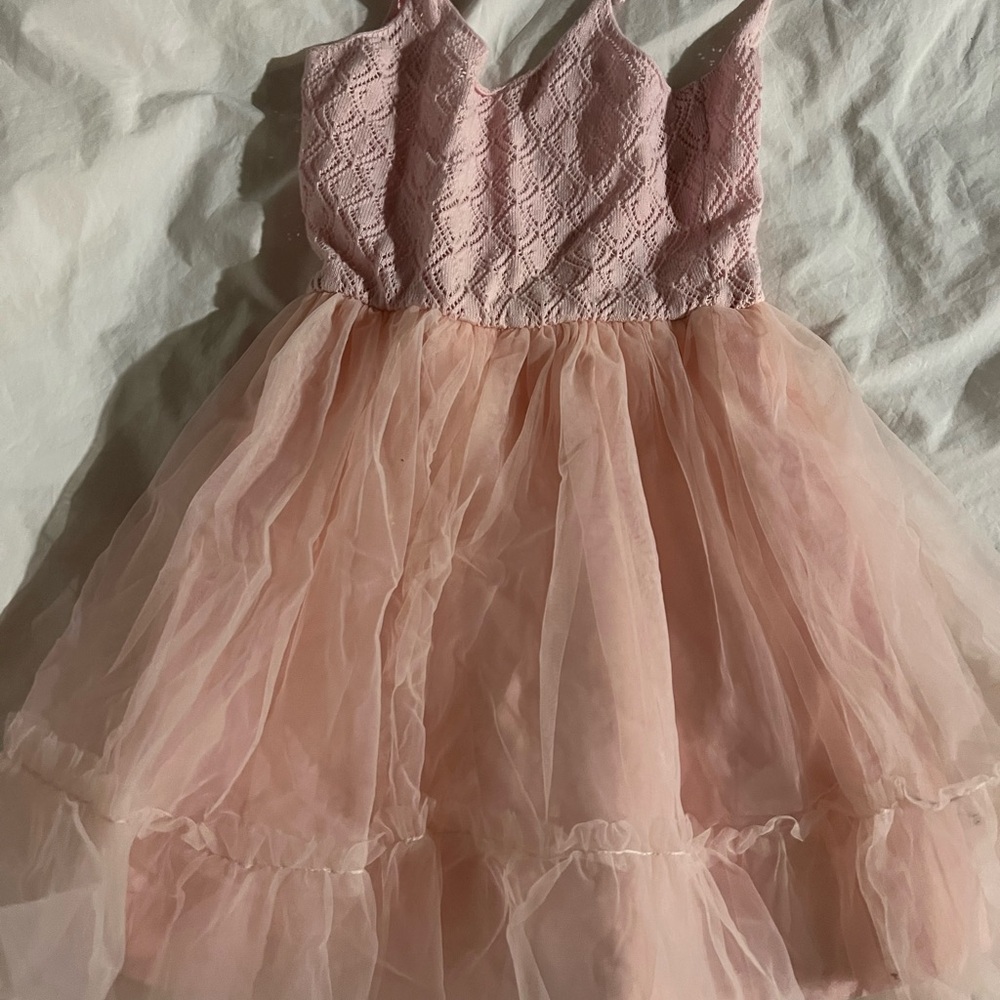 Girls' Pink Lace & Tulle Party Dress